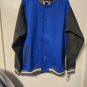 NWT Nike Men L Football Royal Blue Varsity Letter Bomber Jacket